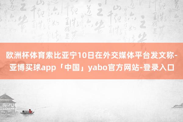 欧洲杯体育　　索比亚宁10日在外交媒体平台发文称-亚博买球app「中国」yabo官方网站-登录入口
