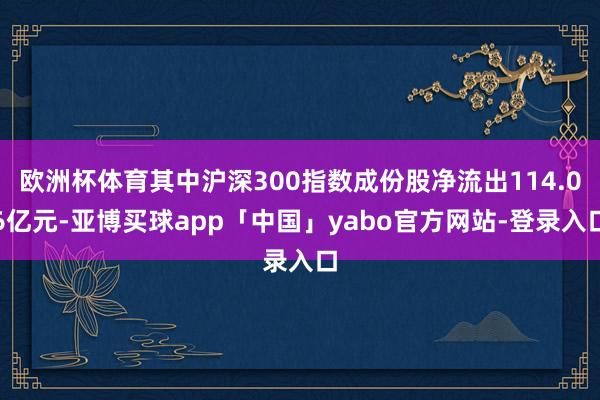 欧洲杯体育其中沪深300指数成份股净流出114.06亿元-亚博买球app「中国」yabo官方网站-登录入口